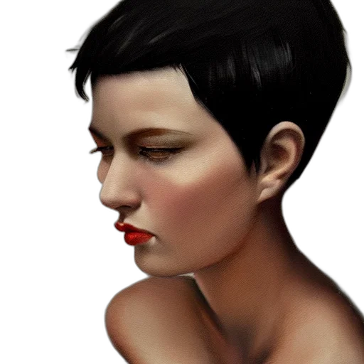 face, jewelry, hair, photorealistic transparent PNG cut-out
