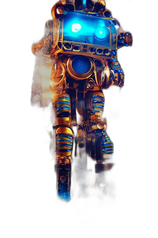 robot, weapon, staff, concept art, fantasy art, cyberpunk, 3d render, outer space transparent PNG cut-out