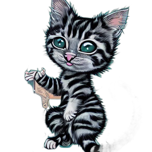 staff, animal, weapon, fantasy art, pencil sketch, photorealistic, cartoon, kitten transparent PNG cut-out