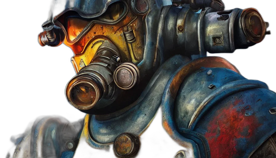 robot, mask, weapon, face, concept art, watercolor, photorealistic, comic book art transparent PNG cut-out