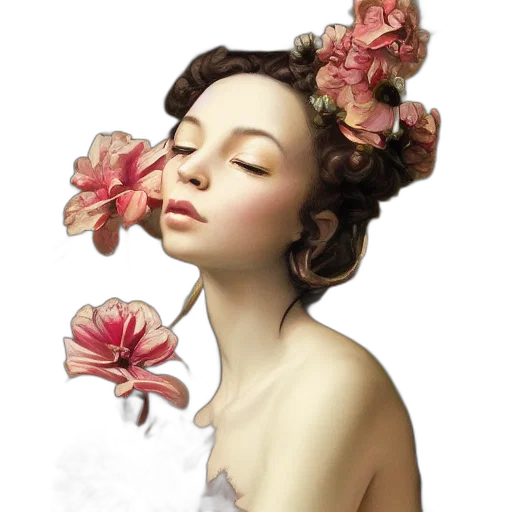 flower, jewelry, photorealistic, oil painting, fantasy art, concept art, highly, detailed transparent PNG cut-out