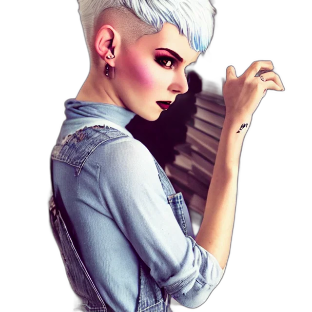 jacket, face, hair, dress, fantasy art, concept art, photorealistic, cartoon transparent PNG cut-out