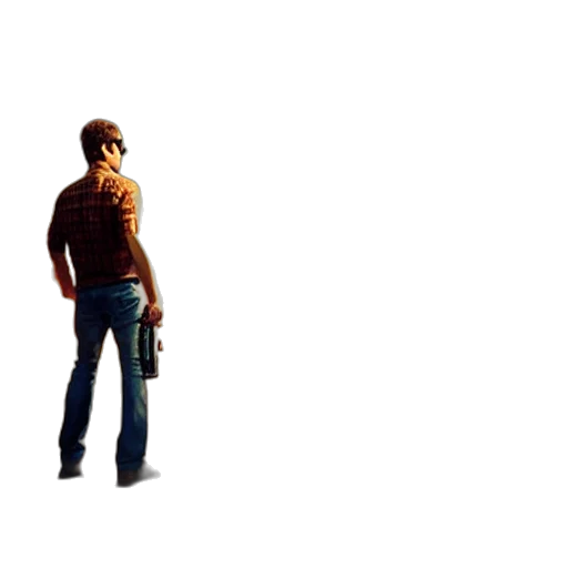 jacket, staff, weapon, robot transparent PNG cut-out