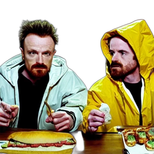 jacket, food, walter, white, jesse, pinkman, eating, hamburger transparent PNG cut-out