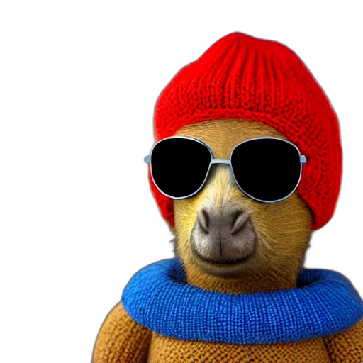 hat, jacket, animal, 3d render transparent PNG cut-out