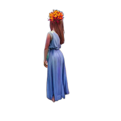 dress, crown, flower, staff transparent PNG cut-out