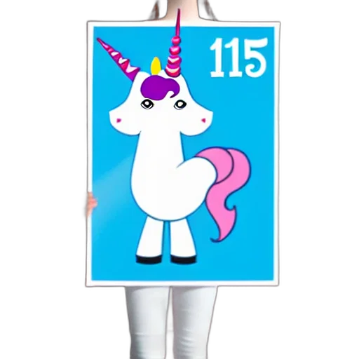 cute, anthropomorphic, unicorn, holding transparent PNG cut-out