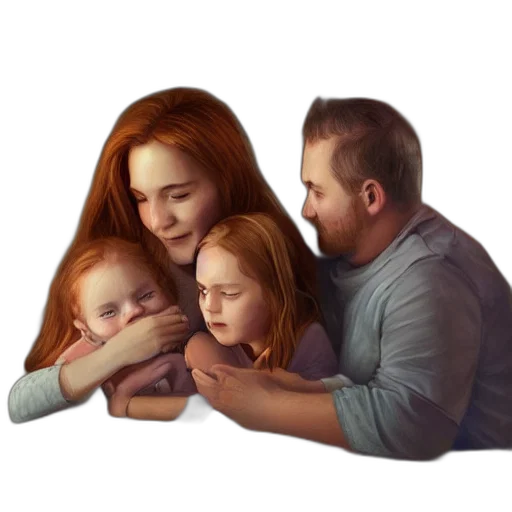 hair, face, photorealistic, oil painting transparent PNG cut-out