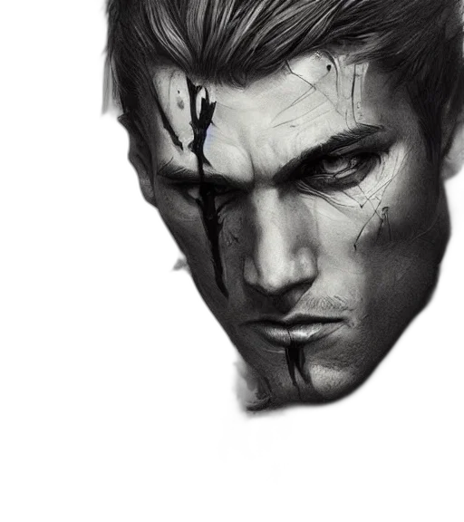 face, mask, photorealistic, comic book art, concept art, pencil sketch, monochrome, dark transparent PNG cut-out