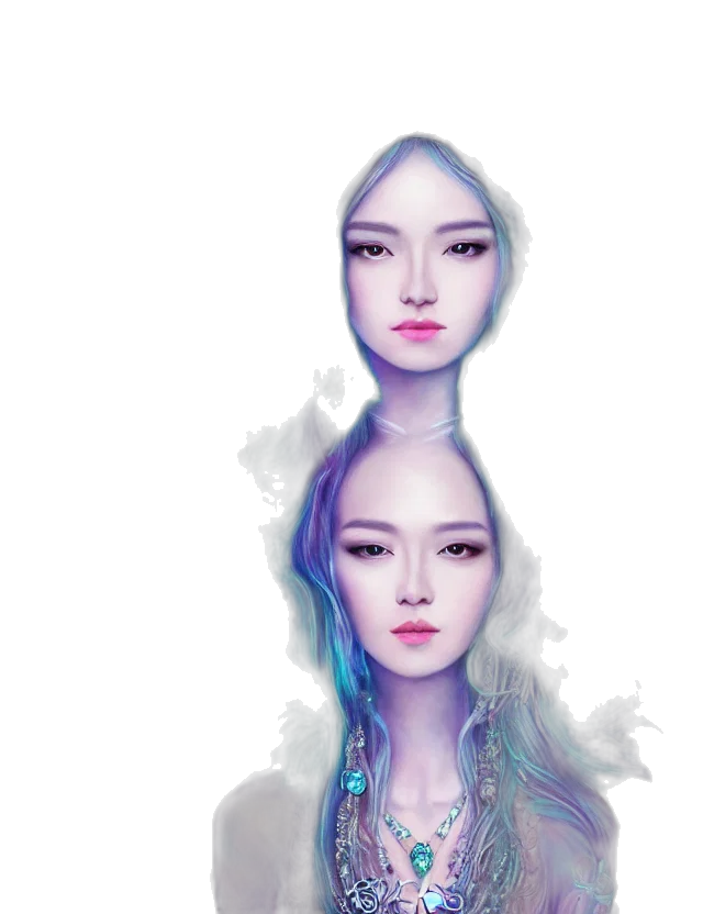 face, crown, hair, mask, fantasy art, concept art, photorealistic, vaporwave transparent PNG cut-out