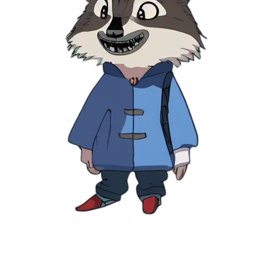 jacket, staff, animal, creature, concept art, cartoon, pixel art, anime transparent PNG cut-out