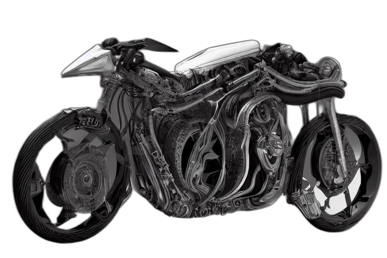 photorealistic, 3d render, pencil sketch, concept art, futuristic, cyberpunk, motorcycle, concept transparent PNG cut-out