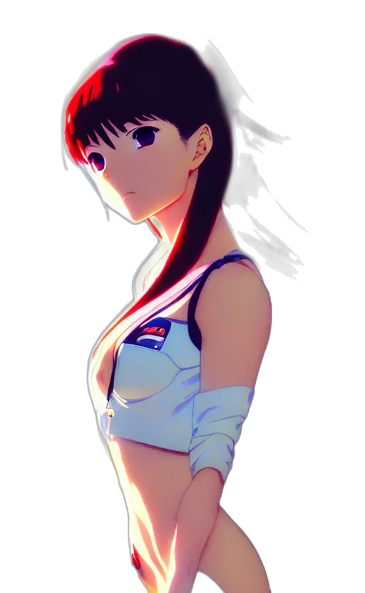 dress, jacket, robot, weapon, anime, cyberpunk, concept art, pixel art transparent PNG cut-out