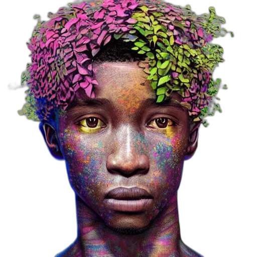 face, crown, flower, mask, photorealistic, concept art, fantasy art, watercolor transparent PNG cut-out