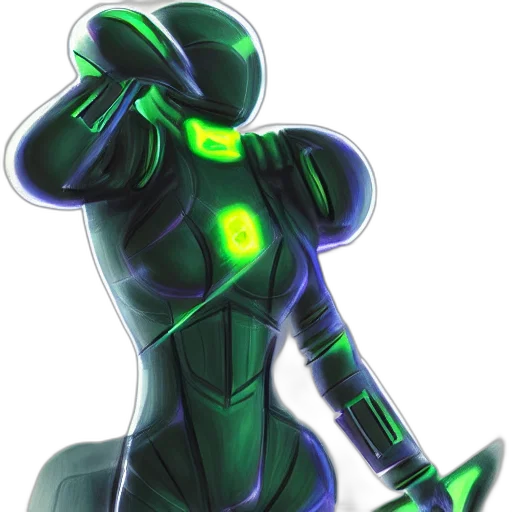 robot, staff, weapon, concept art, cyberpunk, pixel art, 3d render, neon lights transparent PNG cut-out