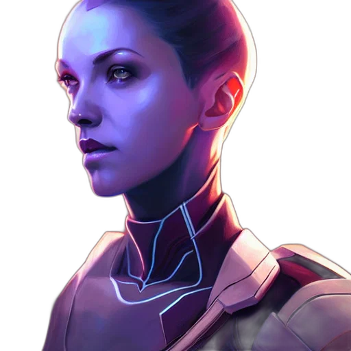 robot, face, staff, cyberpunk transparent PNG cut-out