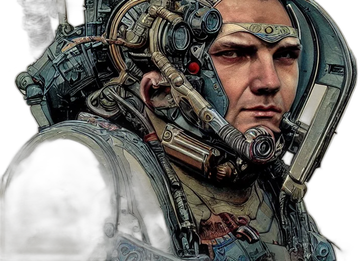 robot, face, weapon, concept art transparent PNG cut-out
