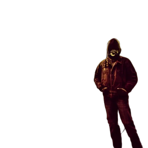 jacket, mask, creature, staff transparent PNG cut-out
