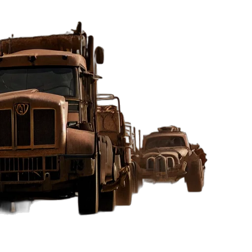 concept art, photorealistic, 3d render, earth tones, ups, feeder, tractor, trailer transparent PNG cut-out