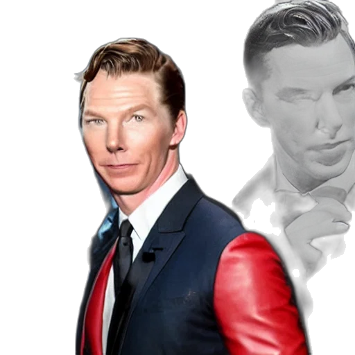 jacket, photorealistic, concept art, comic book art, cartoon, red, benedict, cucumberbutch transparent PNG cut-out