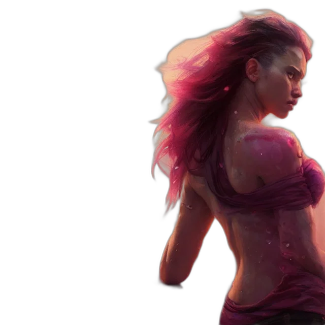 concept art, fantasy art, cyberpunk, comic book art, fire, red, pastel, colorful transparent PNG cut-out