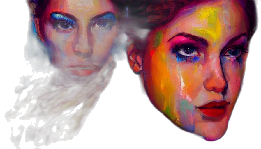 face, photorealistic, watercolor, oil painting transparent PNG cut-out
