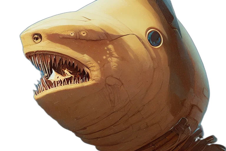 creature, concept art, photorealistic, closeup, face, humanoid, shark, cosmonaut transparent PNG cut-out