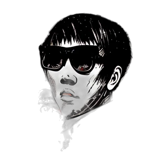 face, mask, cartoon, photorealistic, vaporwave, comic book art, monochrome, portrait transparent PNG cut-out