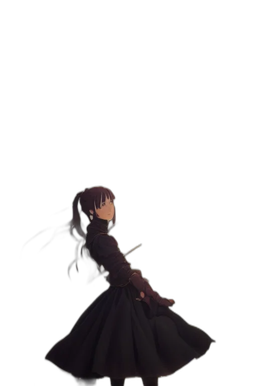 dress, staff, hair, jacket transparent PNG cut-out