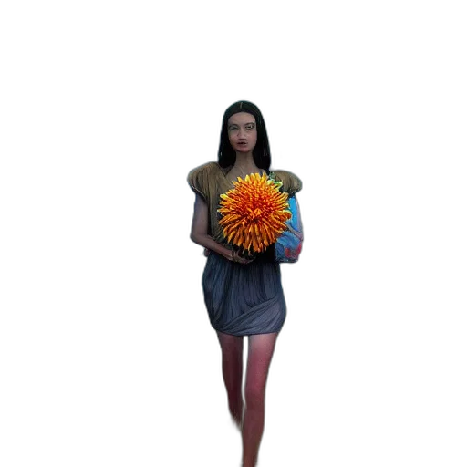 dress, flower, umbrella, staff transparent PNG cut-out