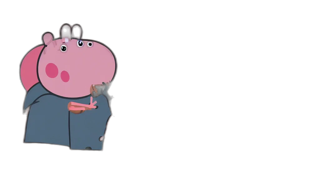 animal, creature, hat, concept art, cartoon, 3d render, peppa, pig transparent PNG cut-out
