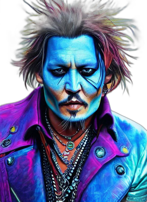 face, jacket, photorealistic, fantasy art, watercolor, cyberpunk, blue, neon transparent PNG cut-out