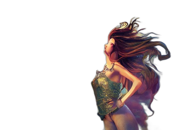 dress, hair, fantasy art, photorealistic, concept art, watercolor, underwater, outer space transparent PNG cut-out