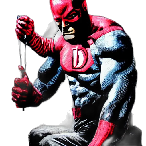 comic book art, concept art, red, daredevil, painting, neal, adams transparent PNG cut-out