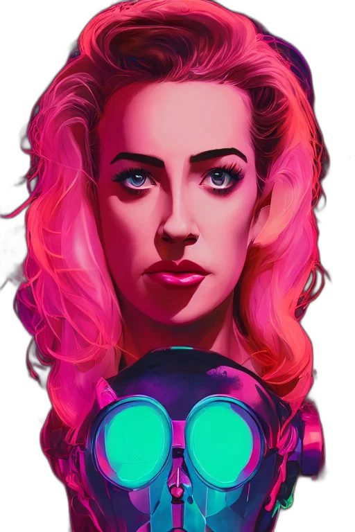 robot, face, jacket, comic book art, cyberpunk, concept art, pixel art, neon lights transparent PNG cut-out