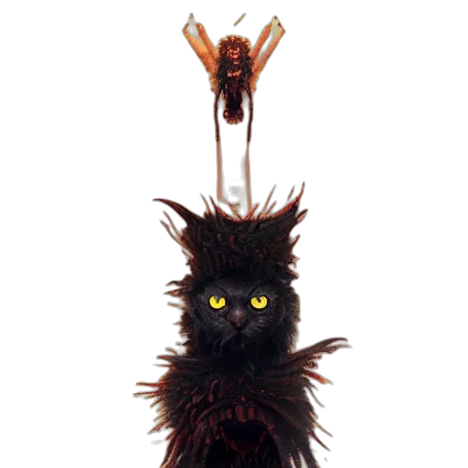 staff, creature, animal, mask, concept art, 3d render, cat, crow transparent PNG cut-out