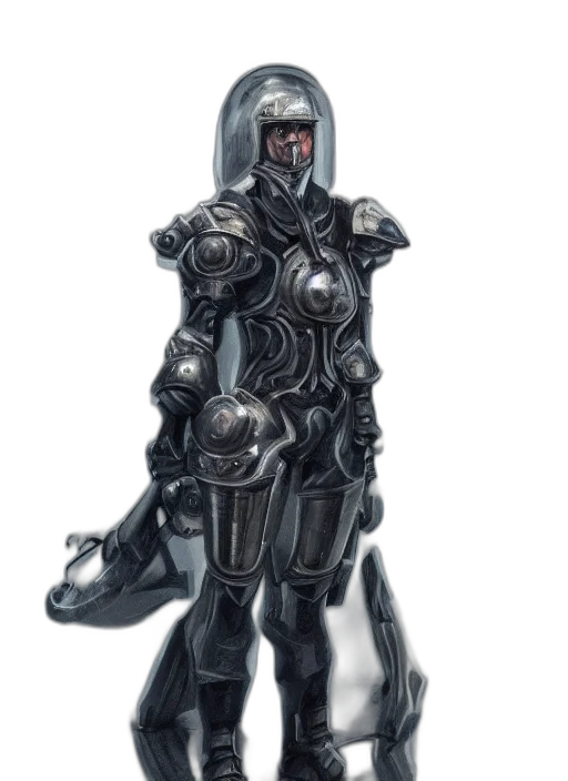 robot, weapon, sword, mask, concept art, fantasy art, cyberpunk, comic book art transparent PNG cut-out