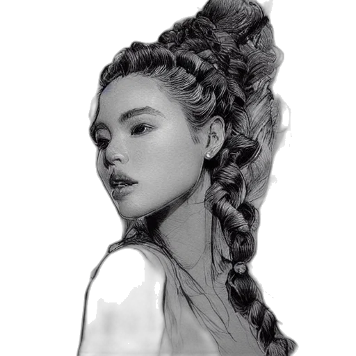 hair, crown, face, dress, photorealistic, pencil sketch, fantasy art, oil painting transparent PNG cut-out
