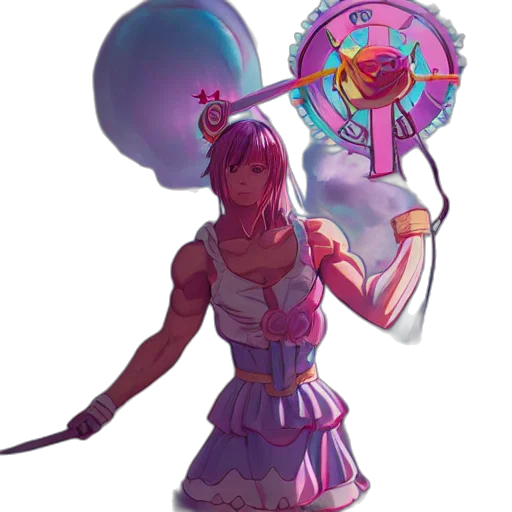 staff, weapon, umbrella, dress, concept art, fantasy art, vaporwave, cyberpunk transparent PNG cut-out