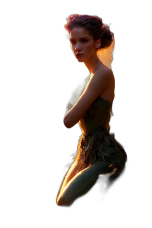 dress, staff, creature, face, concept art, 3d render, fantasy art, photorealistic transparent PNG cut-out