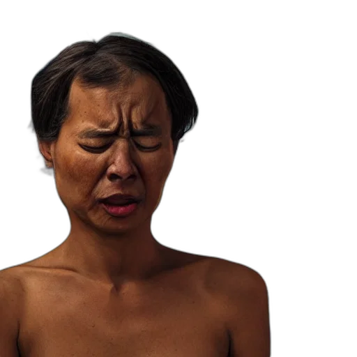 face, mask, photorealistic, artist, crying, while, looking, four transparent PNG cut-out