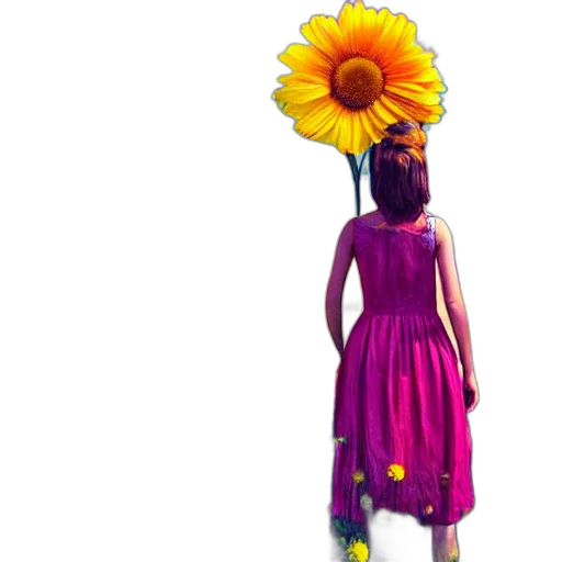 dress, flower, umbrella, crown, 3d render, concept art, photorealistic, pixel art transparent PNG cut-out