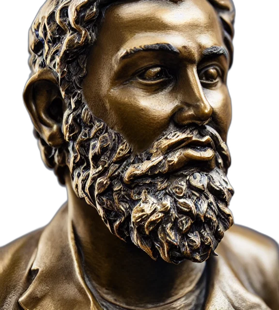 face, photorealistic, 3d render, photo, medium, shot, bronze, statue transparent PNG cut-out