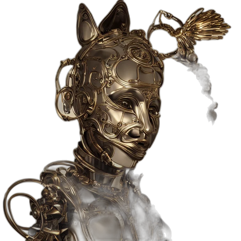 mask, jewelry, staff, crown, concept art, fantasy art, 3d render, photorealistic transparent PNG cut-out