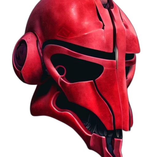 mask, face, weapon, concept art, 3d render, photorealistic, comic book art, red transparent PNG cut-out