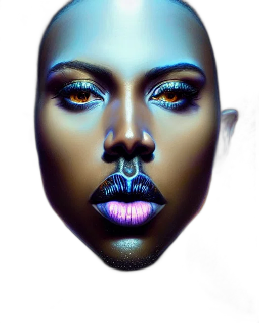 face, mask, jewelry, crown, photorealistic, 3d render, concept art, vaporwave transparent PNG cut-out