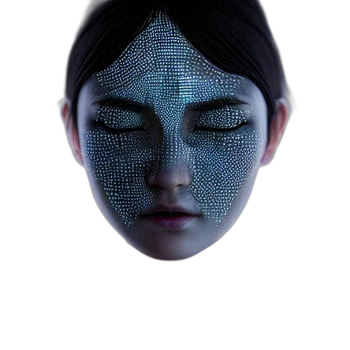 mask, face, robot, creature, 3d render, cyberpunk, photorealistic, vaporwave transparent PNG cut-out