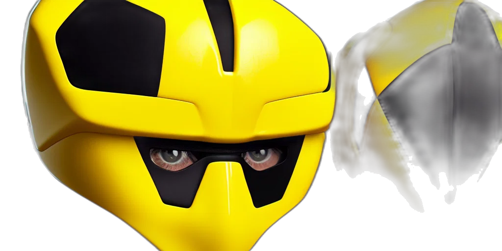 mask, 3d render, concept art, photorealistic, symmetry, portriat, single, yellow transparent PNG cut-out