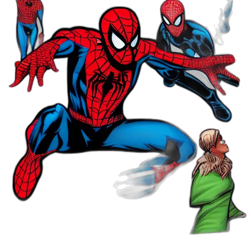 mask, comic book art, concept art, 3d render, pixel art, page, spiderman, comic transparent PNG cut-out