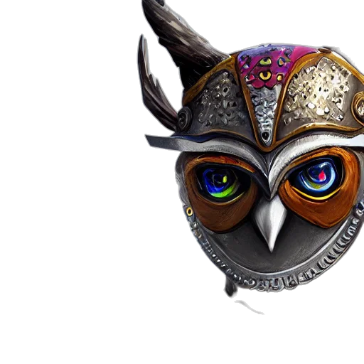mask, jewelry, fantasy art, concept art, 3d render, photorealistic, portrait, owlknight transparent PNG cut-out